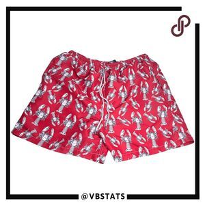 Stivali Men's Lobster Print Drawstring Swim Trunks Shorts‎ Red White Size XXL